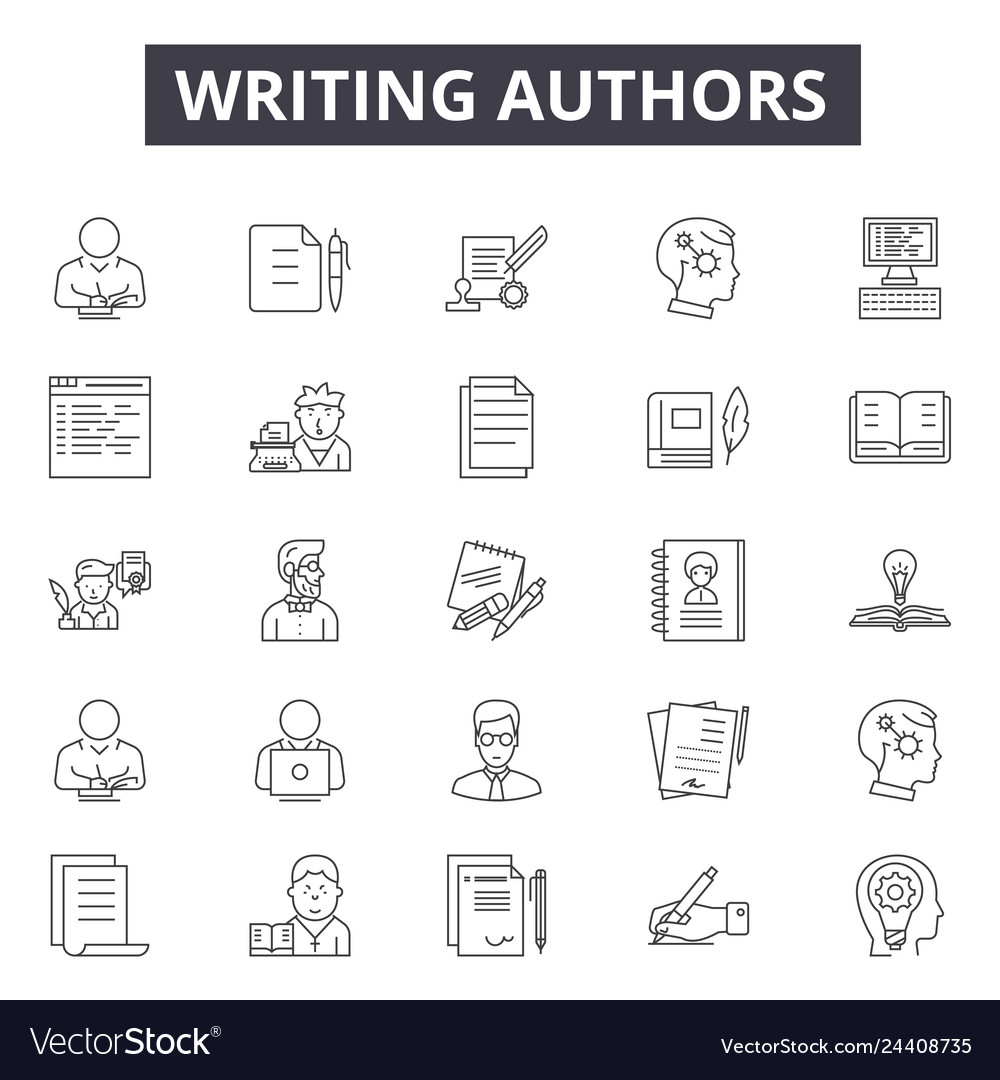 Writing authors line icons for web and mobile