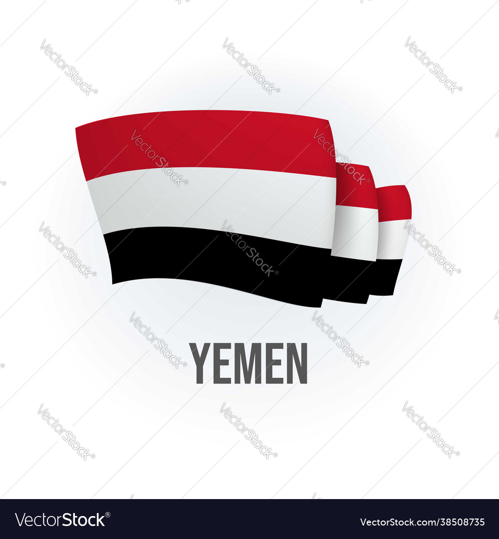 Yemen flag bended flag realistic Royalty Free Vector Image