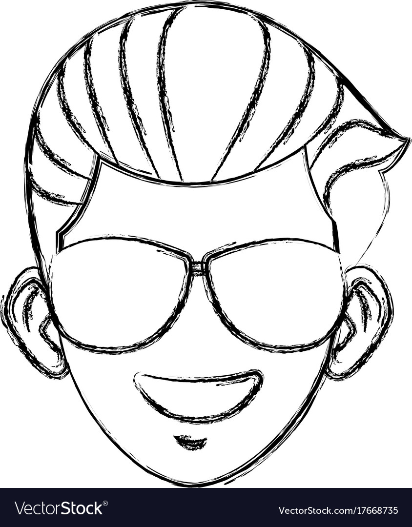 Young Man With Sunglasses Cartoon Royalty Free Vector Image 7978