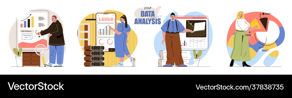 Your data analysis concept scenes set analysts Vector Image