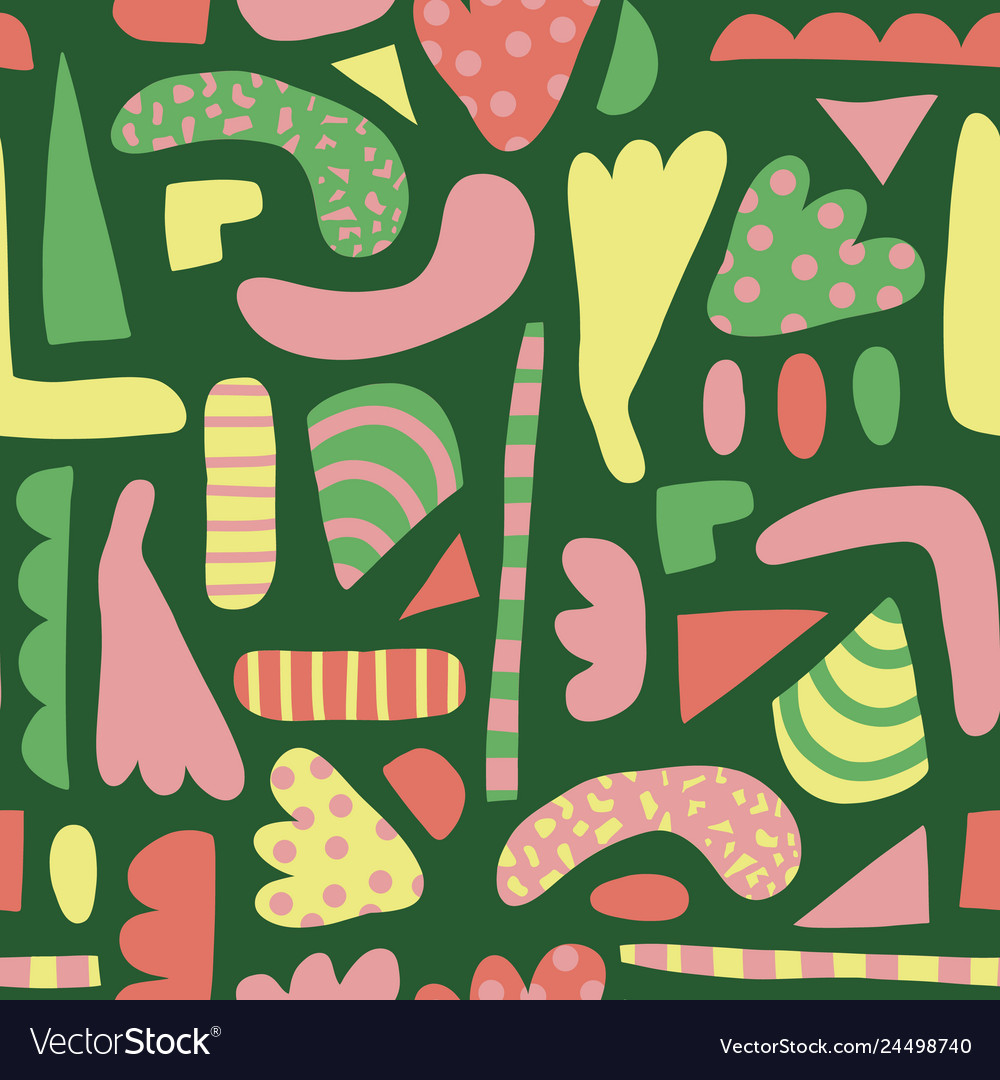Abstract Shapes Pattern - Pink, Yellow, Green