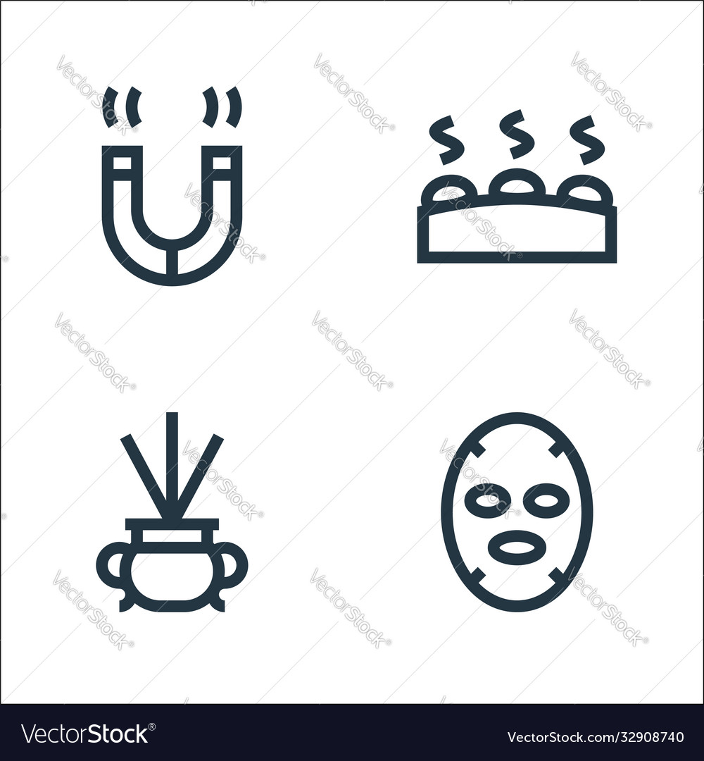 Alternative medicine line icons linear set