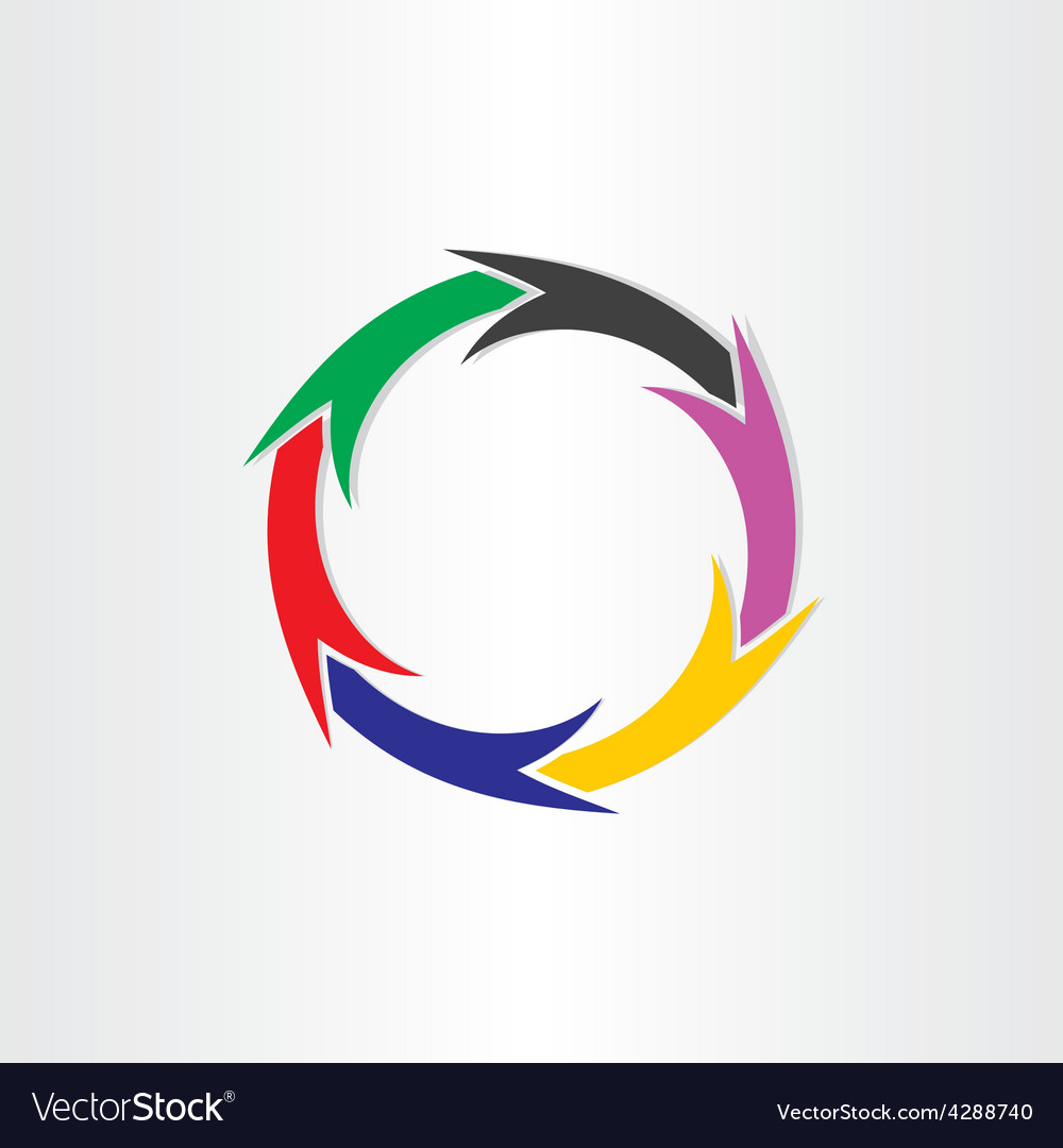 Color arrows in circle motion concept Royalty Free Vector