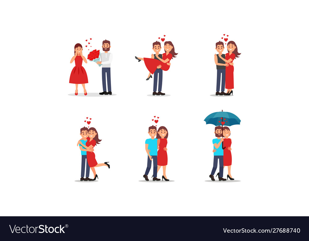 couple-falling-in-love-with-each-other-set-vector-image