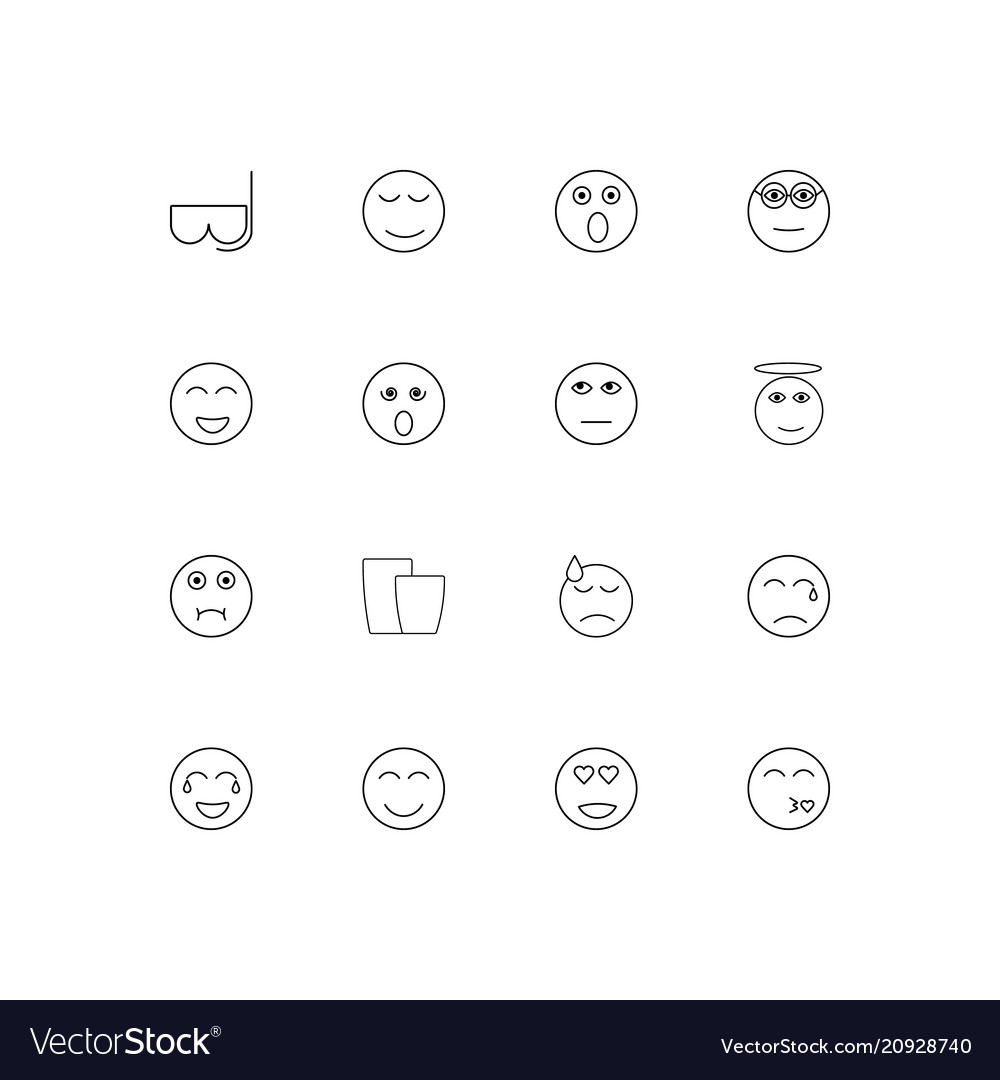 Emoticons linear thin icons set outlined simple