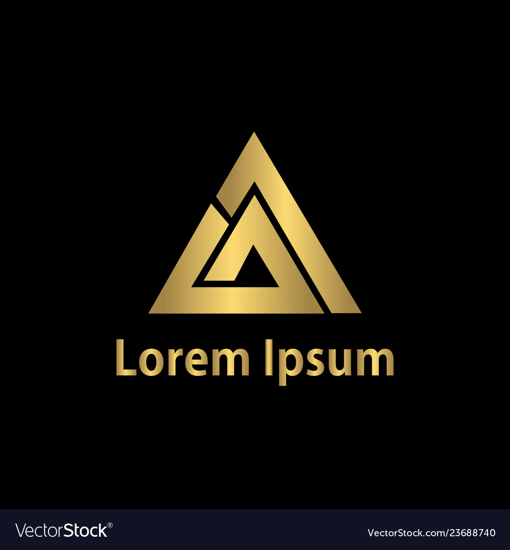 Gold triangle business logo Royalty Free Vector Image