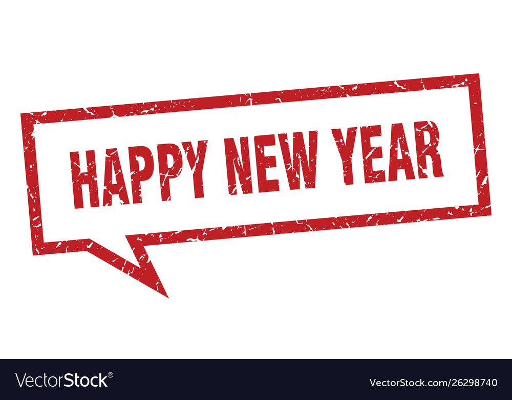 Happy new year sign square speech