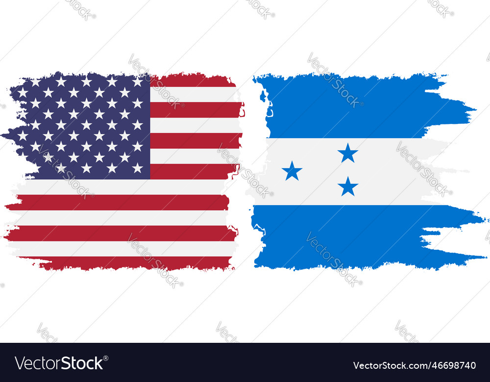 Honduras and usa grunge flags connection