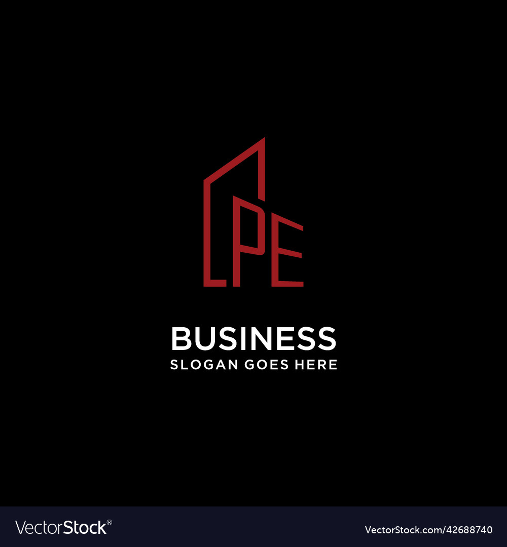 Pe initial monogram with building logo design Vector Image Pe initial monogram with building logo design