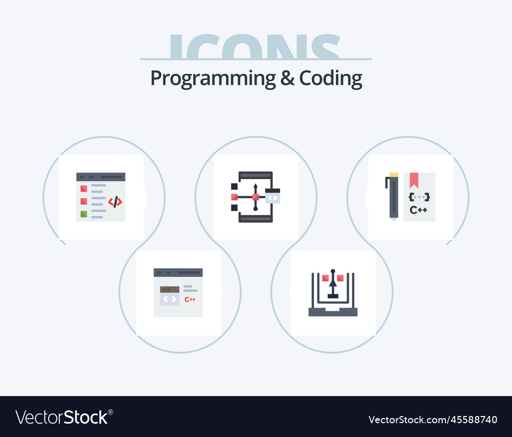 Programmierung und Kodierung von flachem Iconpack 5