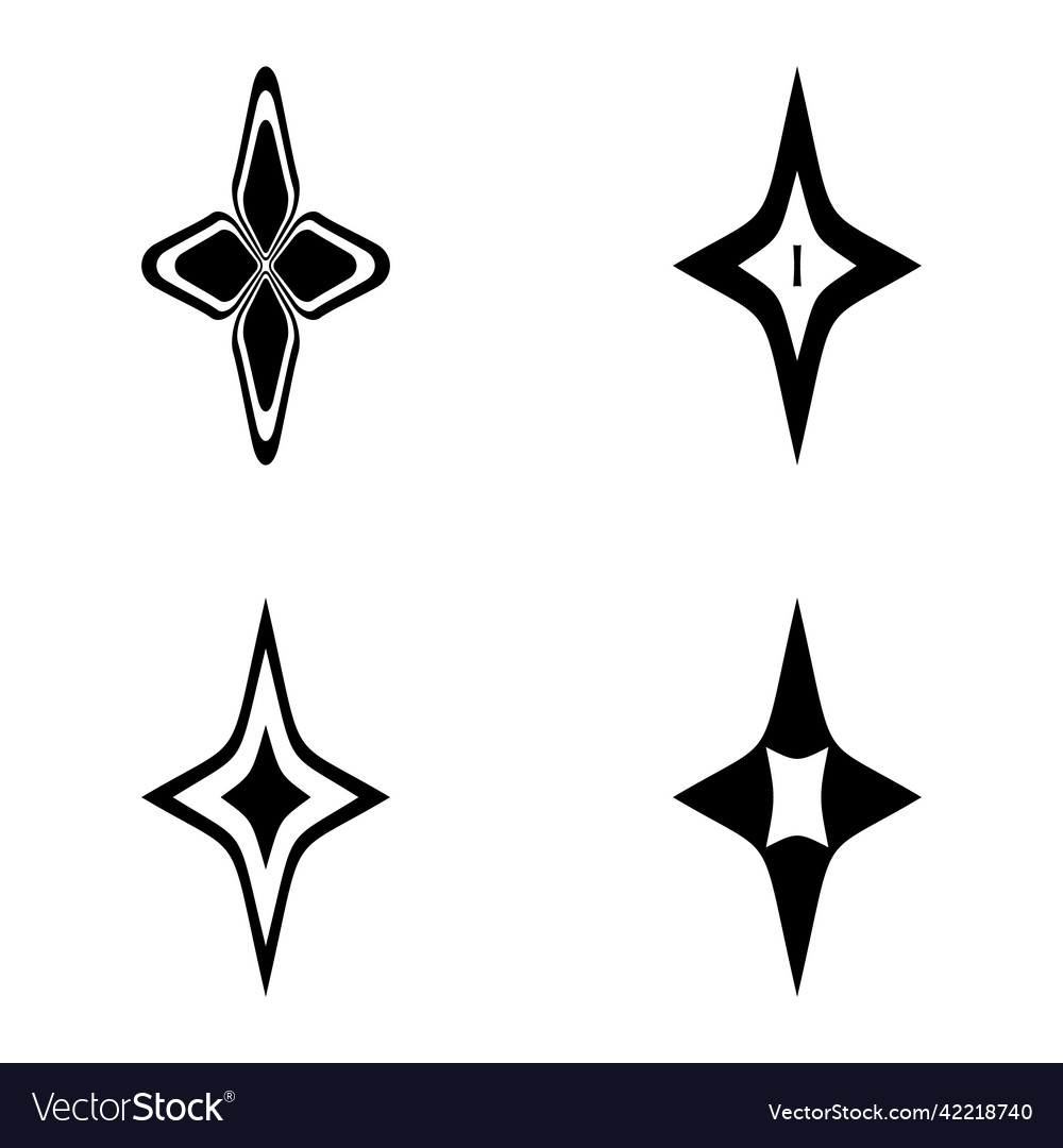 Rhombic star3 flat icon set isolated on white Vector Image