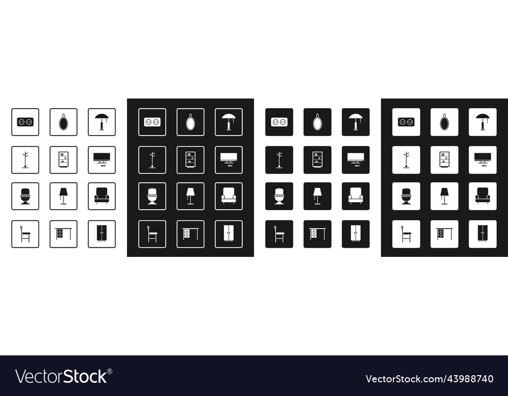 Set table lamp library bookshelf coat stand vector image Set table lamp library bookshelf coat stand