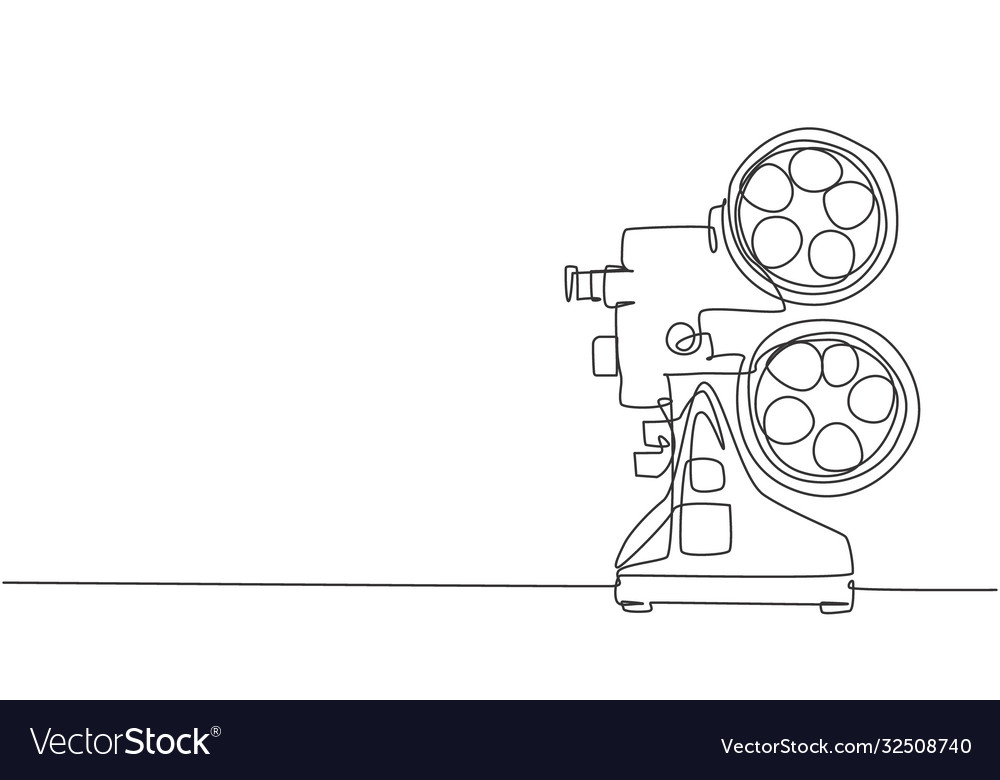 Single continuous line drawing retro old vector image Single continuous line drawing retro old