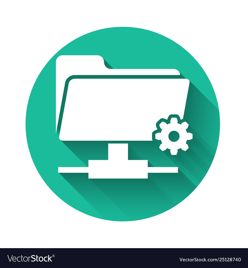 White ftp settings folder icon isolated with long Vector Image White ftp settings folder icon isolated with long