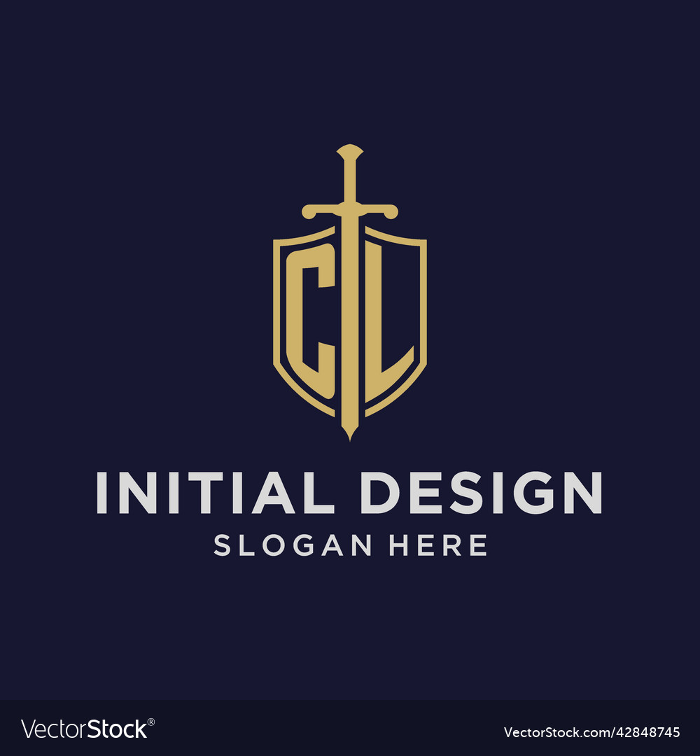 Cl logo initial monogram with shield and sword