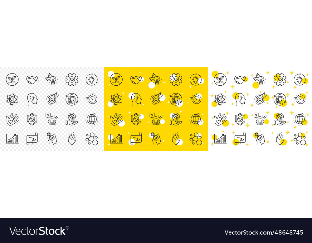 Core values line icons integrity target purpose vector image Core values line icons integrity target purpose