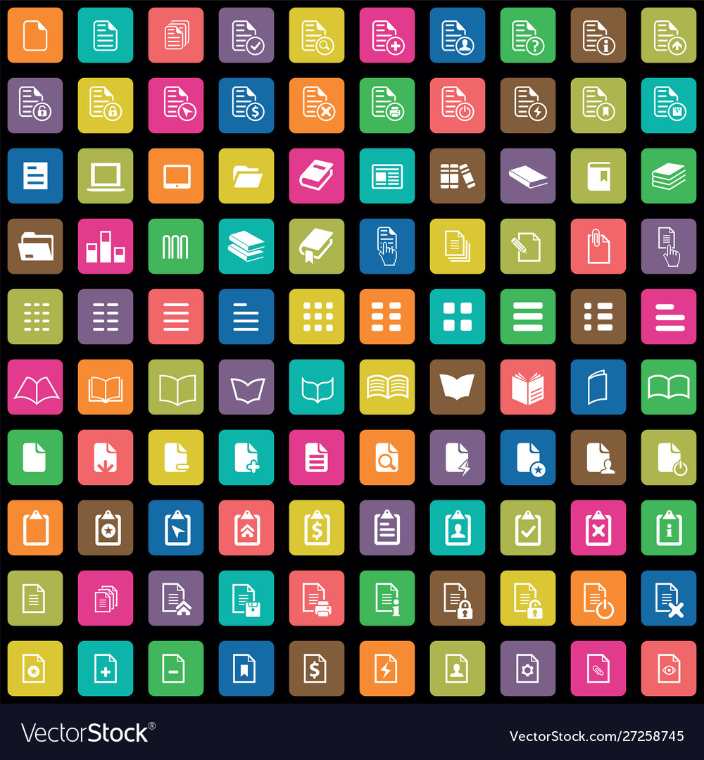 Document 100 icons universal set for web and ui