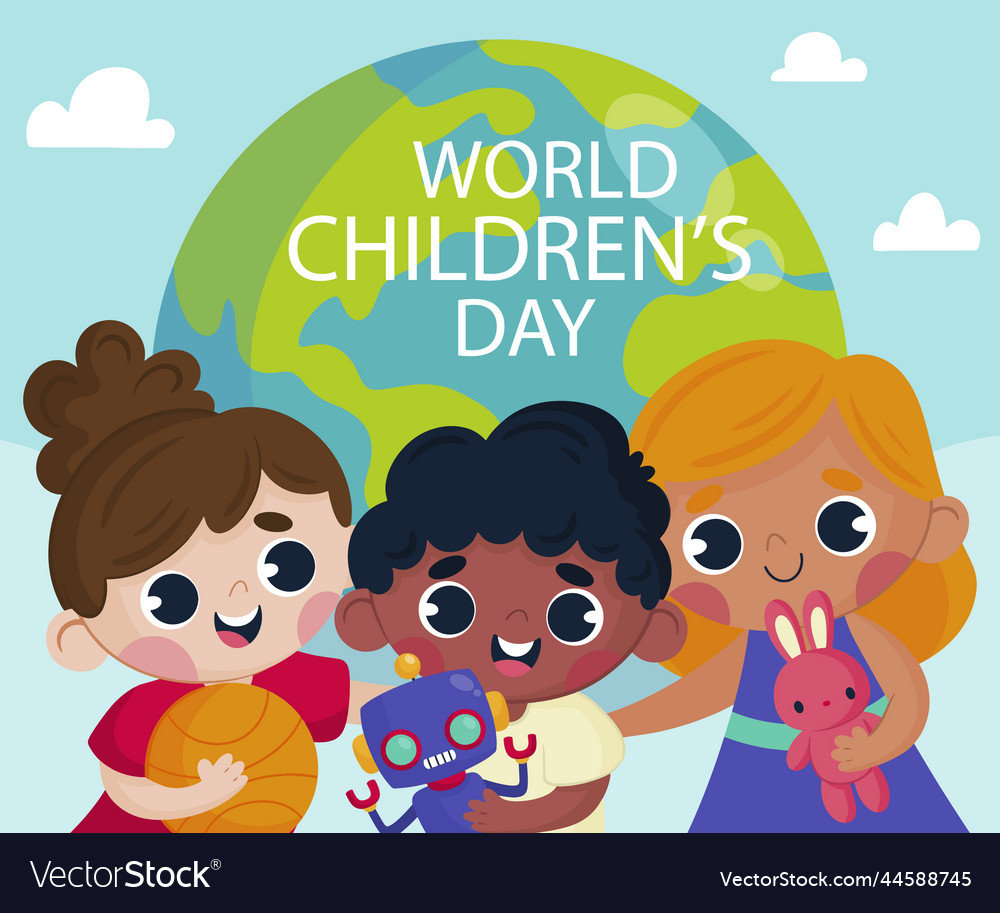 Flat world children day Royalty Free Vector Image