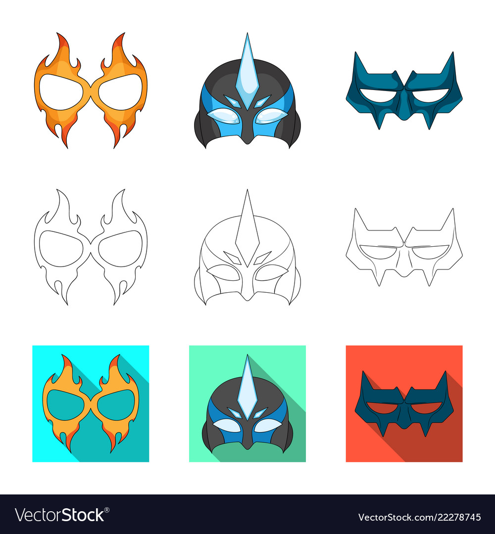 Isolated object of hero and mask sign collection