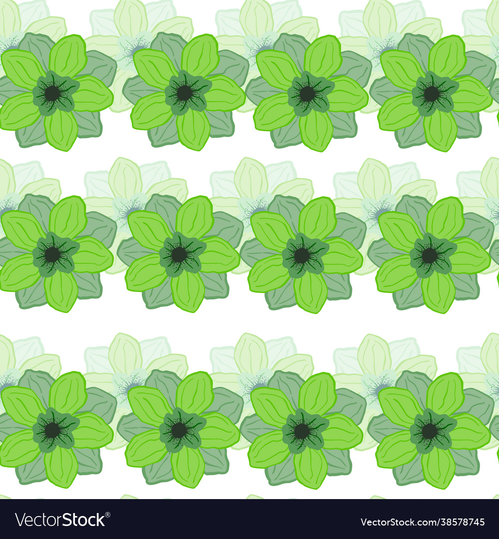 Isolated seamless pattern with green anemone