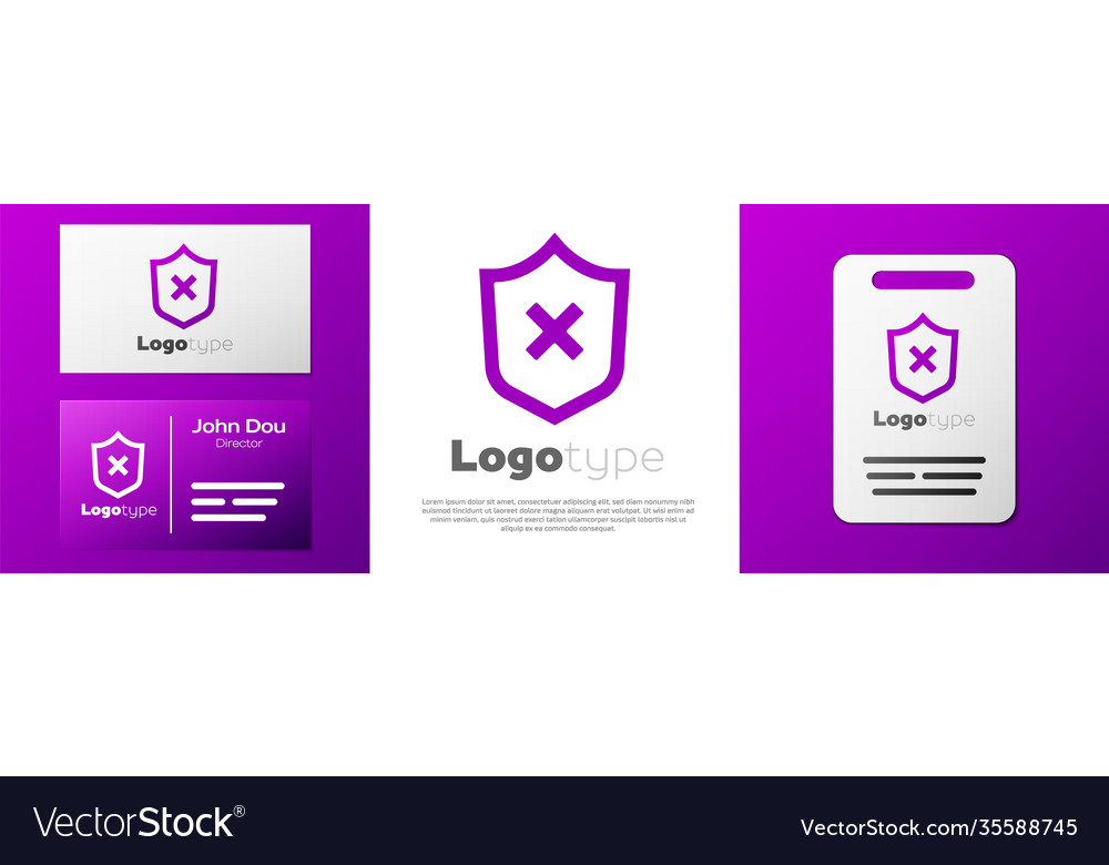 Logotype shield with cross mark icon isolated vector image Logotype shield with cross mark icon isolated