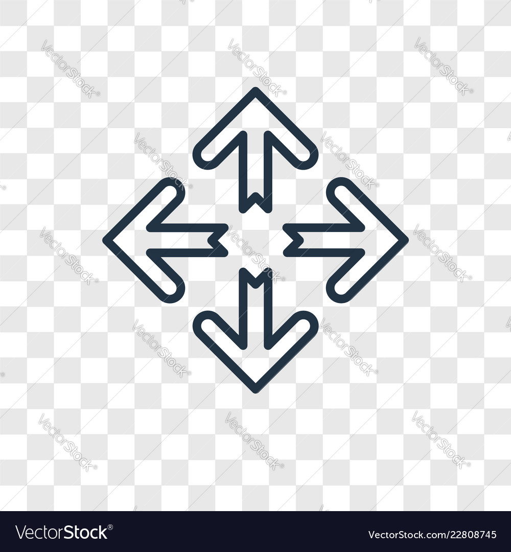Move concept linear icon isolated on transparent vector image Move concept linear icon isolated on transparent