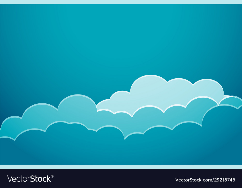 Paper cut style blue clouds background design Vector Image