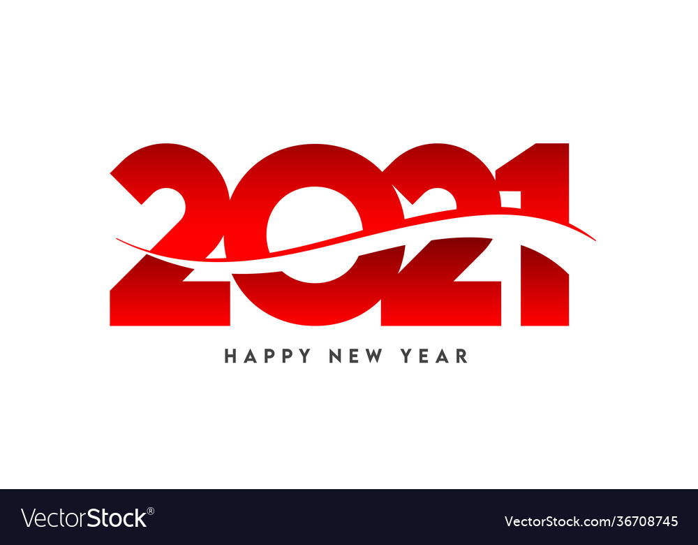 Red 2020 number on white background for happy new