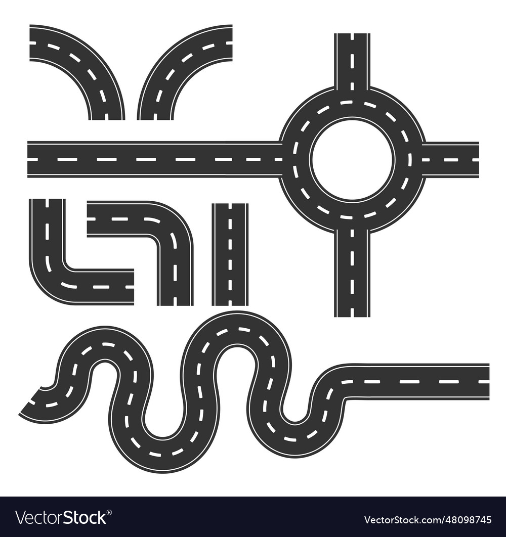 Road pattern set curve for mapping travel vector image Road pattern set curve for mapping travel