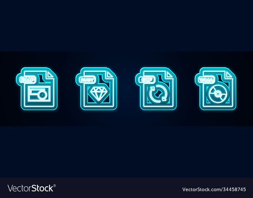 Set line bmp file document ruby gif and wma Vector Image Set line bmp file document ruby gif and wma