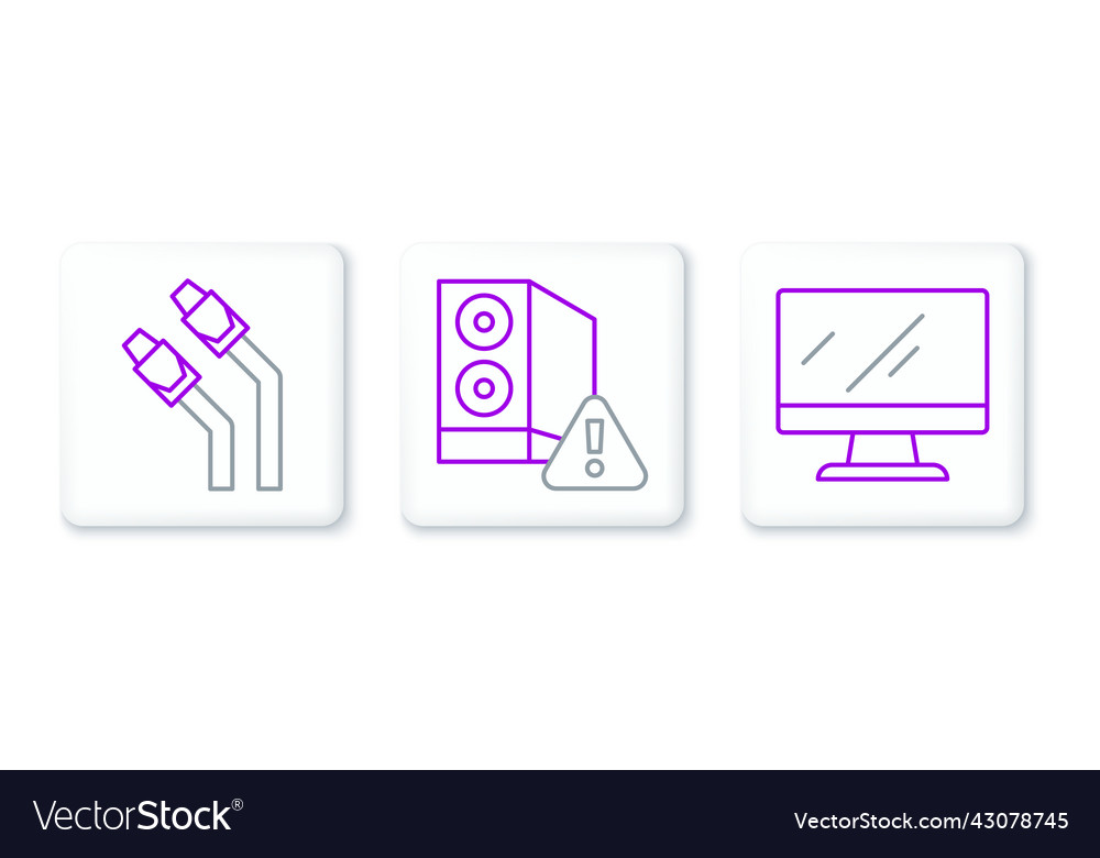 Set line computer monitor screen lan cable