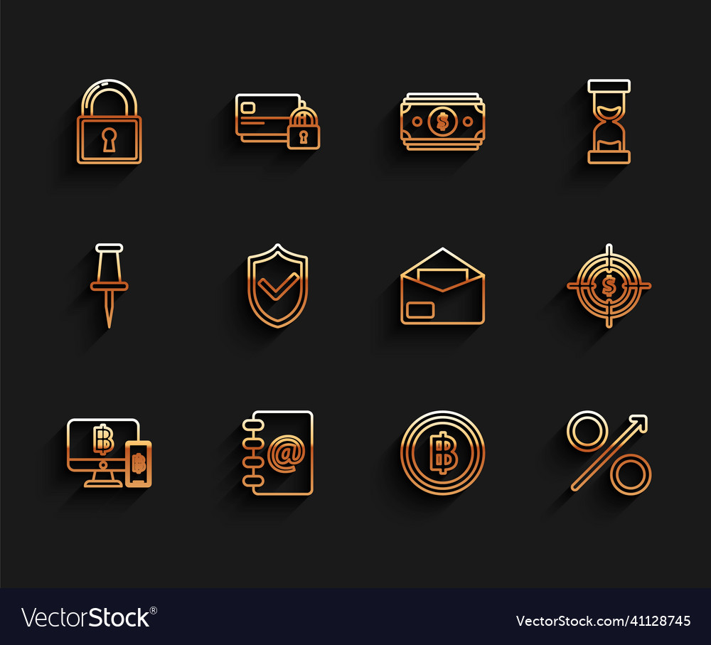 Set line computer monitor with mobile phone vector image Set line computer monitor with mobile phone