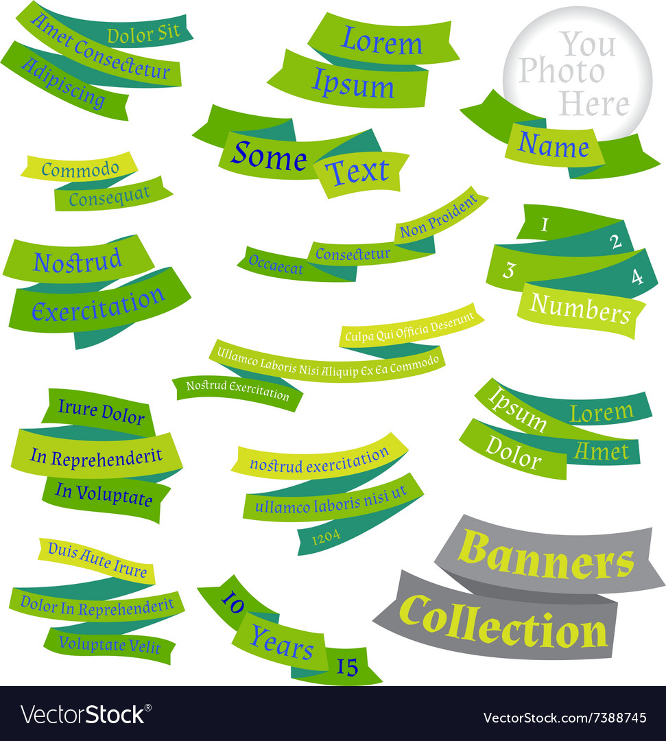 Set of bright labels and ribbons