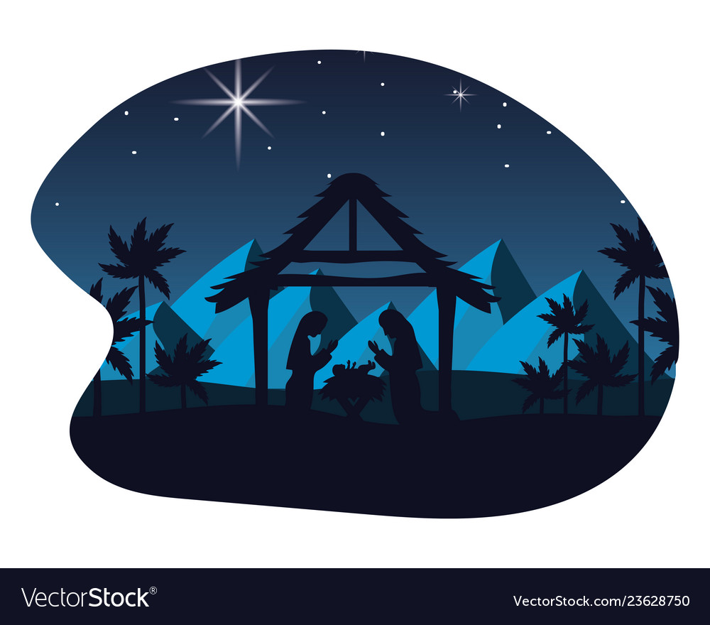 Christmas nativity scene cartoon