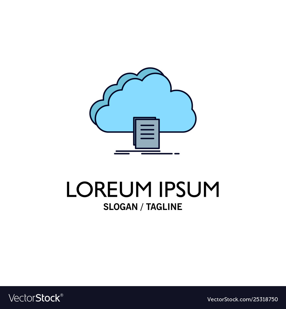 Cloud access document file download flat color vector image Cloud access document file download flat color