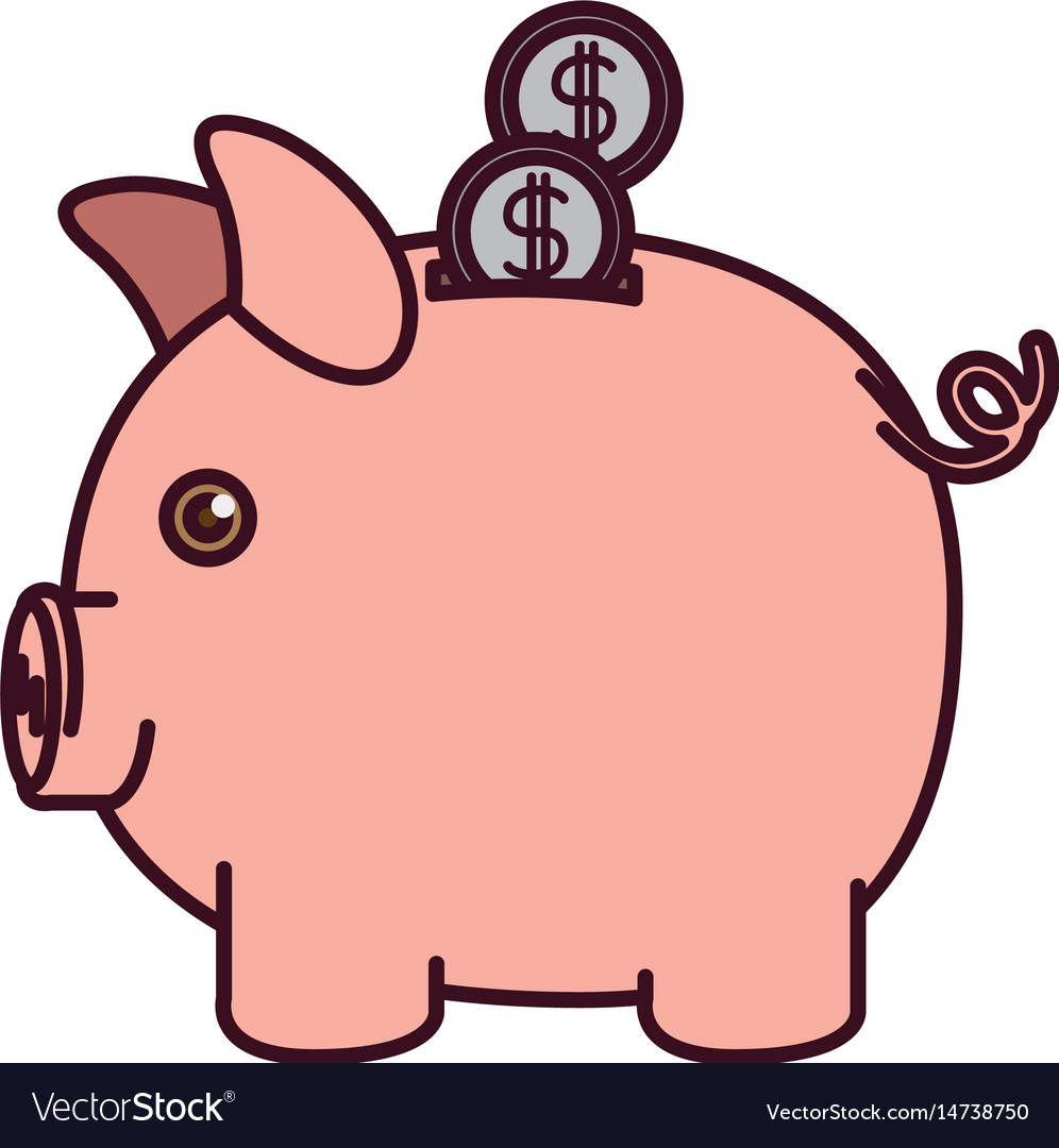 Colorful silhouette of moneybox in shape pig