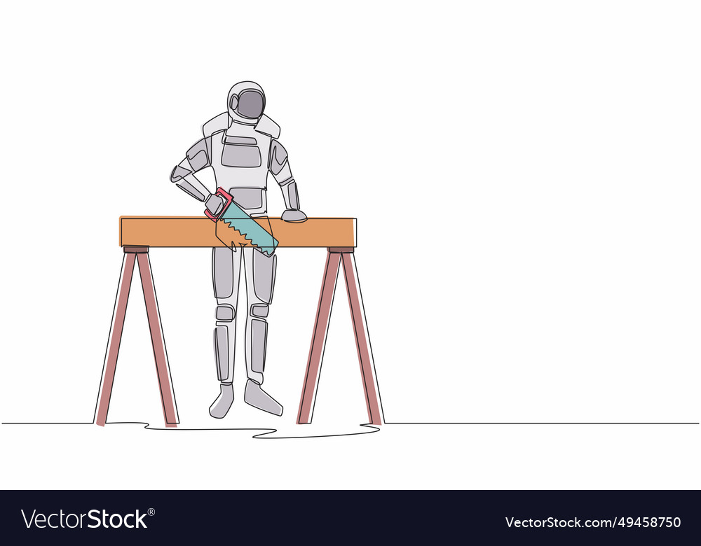 Continuous one line drawing astronaut builder
