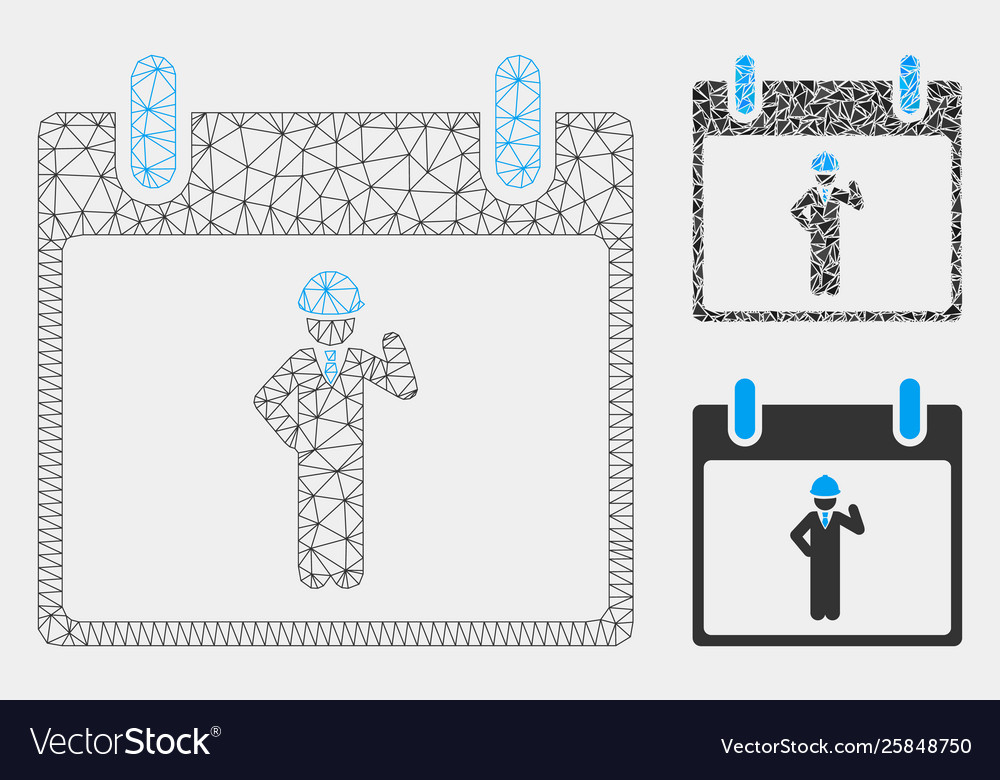 Engineer calendar day mesh network model vector image Engineer calendar day mesh network model