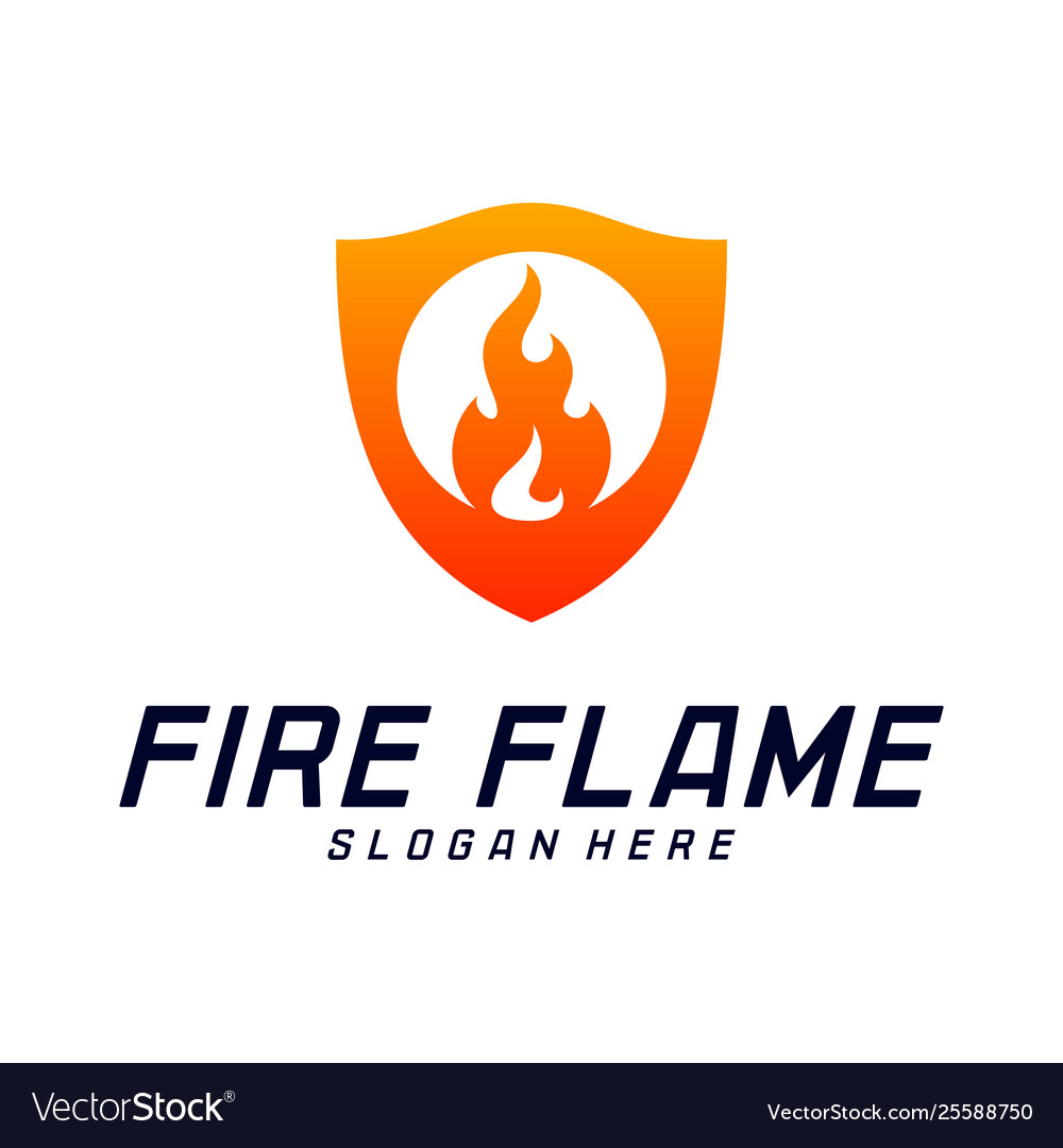 Fire shield logo design template Royalty Free Vector Image