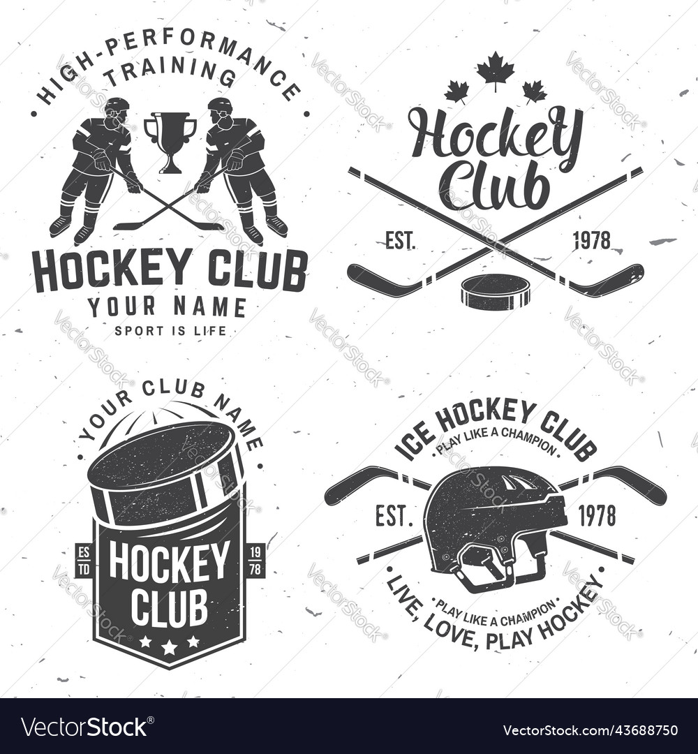 Ice hockey club logo badge design concept Vector Image