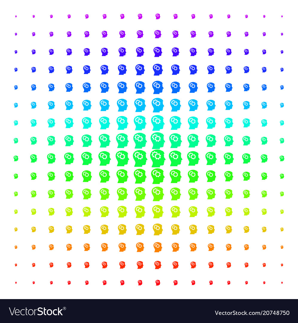 Intellect gears shape halftone spectral grid vector image Intellect gears shape halftone spectral grid