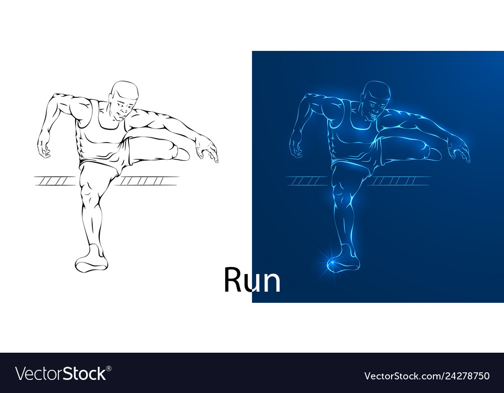 Line drawing of a man jumping Royalty Free Vector Image