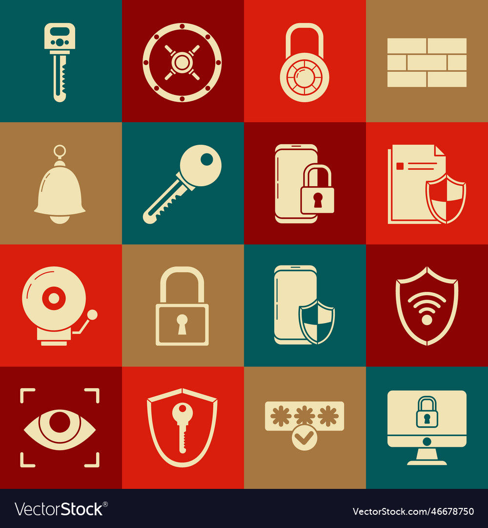 Set lock on computer monitor screen document vector image Set lock on computer monitor screen document