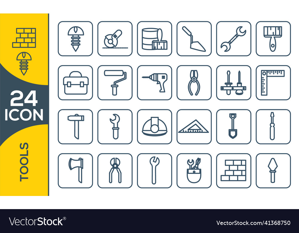 Simple set of engineering related line icons