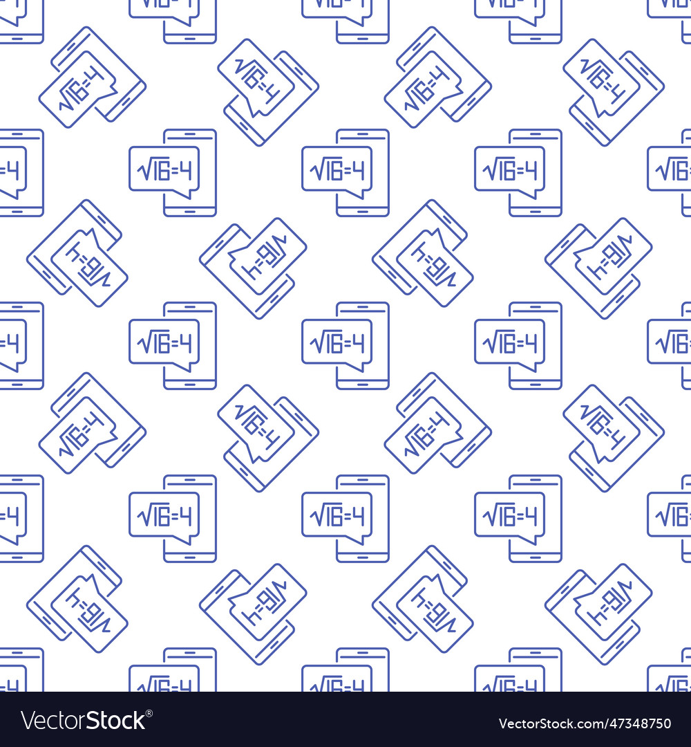 Smartphone with square root of 16 math outline vector image Smartphone with square root of 16 math outline