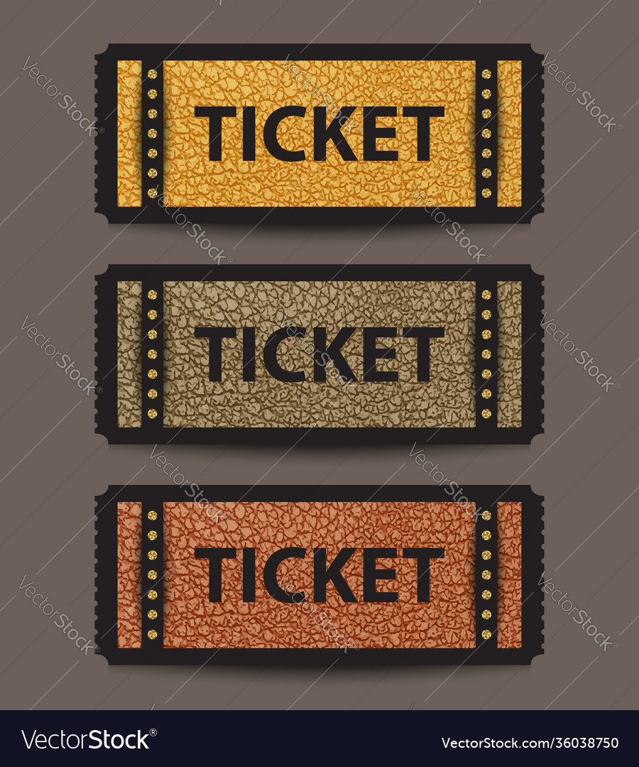 Stub ticket templates with golden sequin elements vector image Stub ticket templates with golden sequin elements