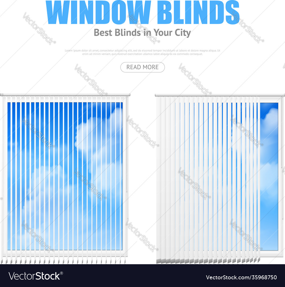 Zwei Fenster mit Jalousien mit Blick auf den Himmel