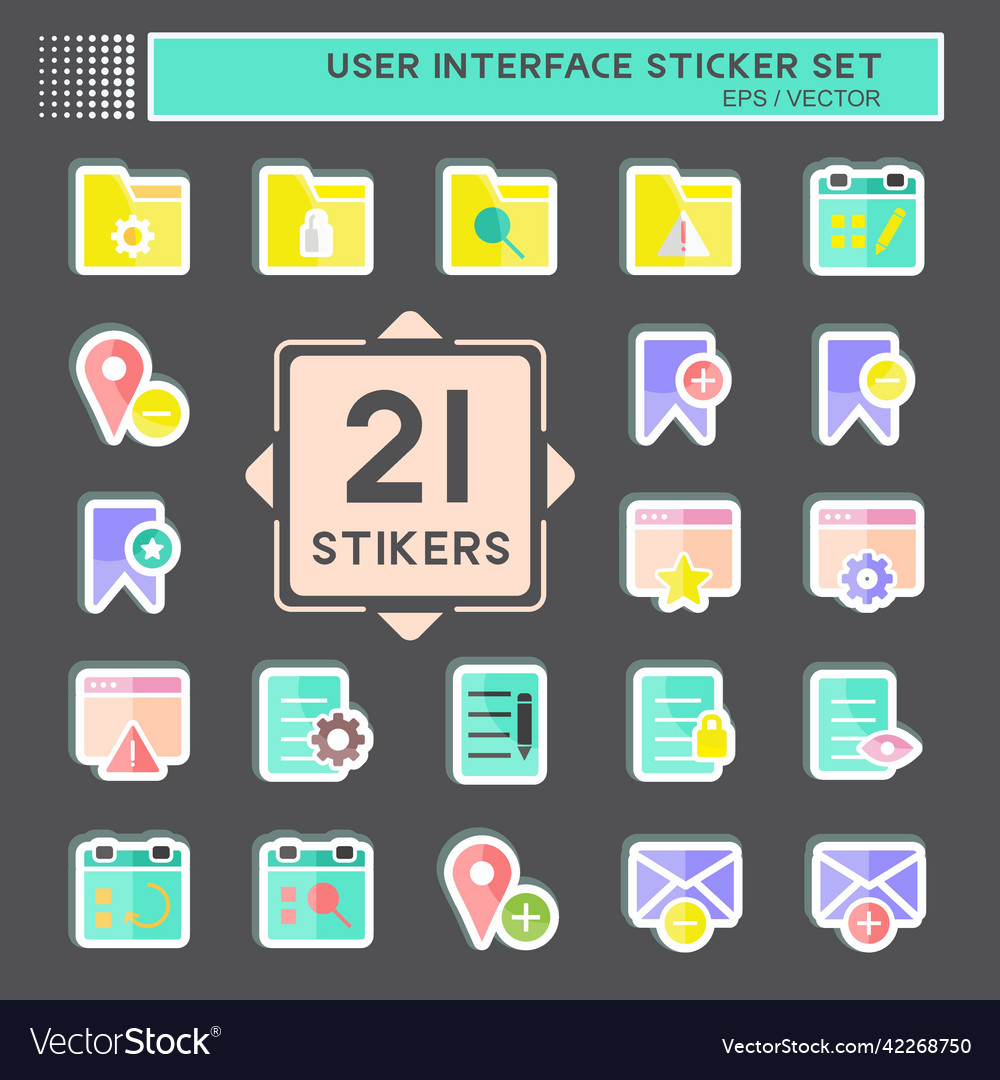 User interface sticker set suitable for web vector image User interface sticker set suitable for web