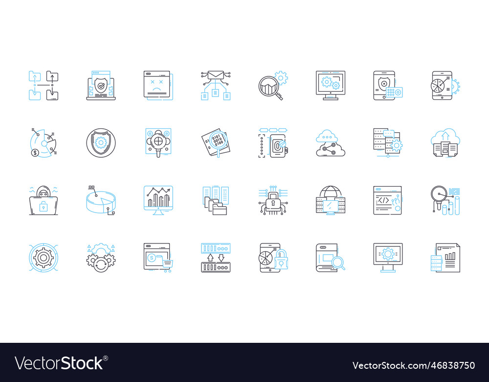 Vast data insights linear icons set analytics vector image Vast data insights linear icons set analytics