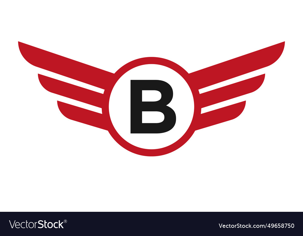 Wing-Logo auf Buchstabe b Transportsymbol